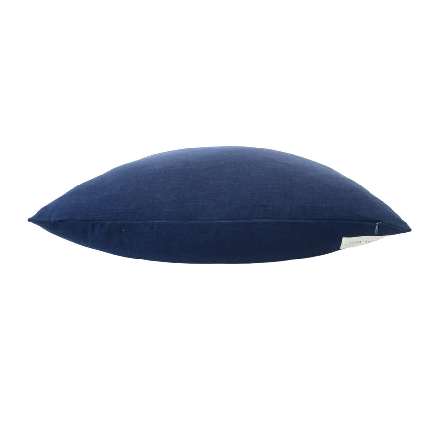 Navy Linen Blend Throw Pillow