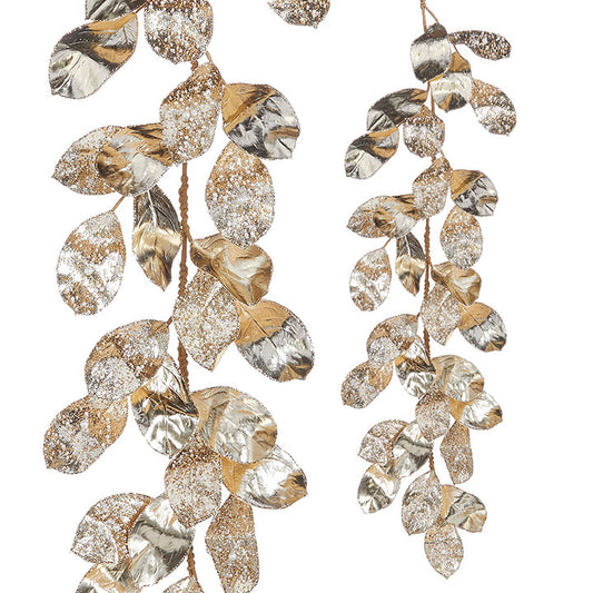 4' Jeweled Magnolia Leaf Garland