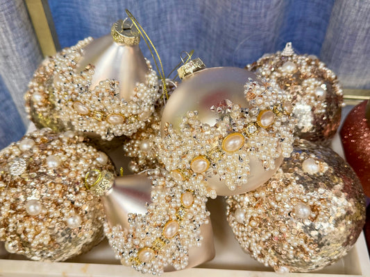 Jewel and Pearl Champagne Ornament, 2 Style Options