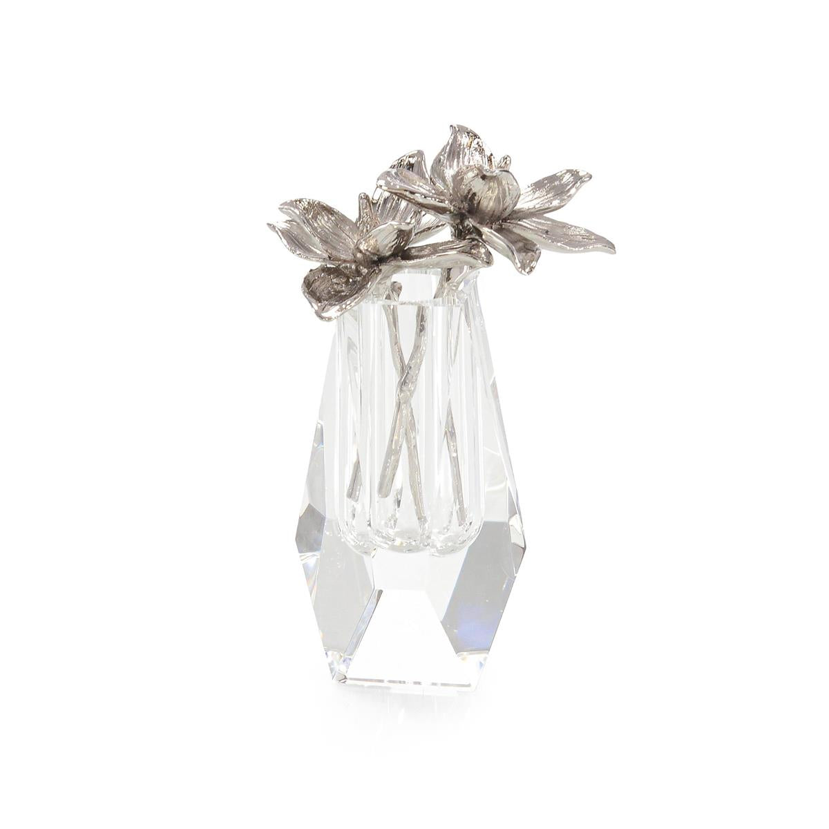 Metallic Botanical Sculpture with Crystal