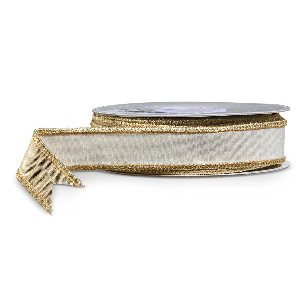 White and Gold Wired Ribbon
