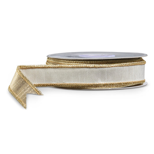 White and Gold Wired Ribbon