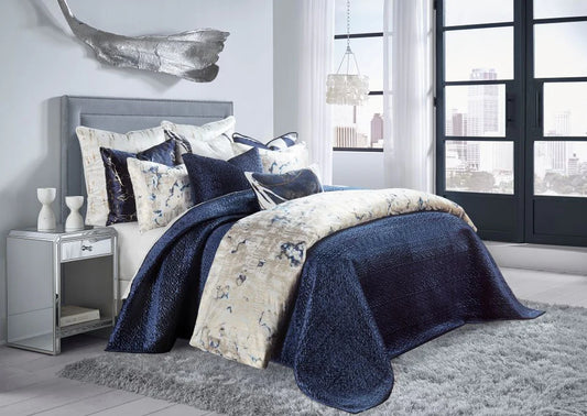 Navy Quilted Coverlet Set - King