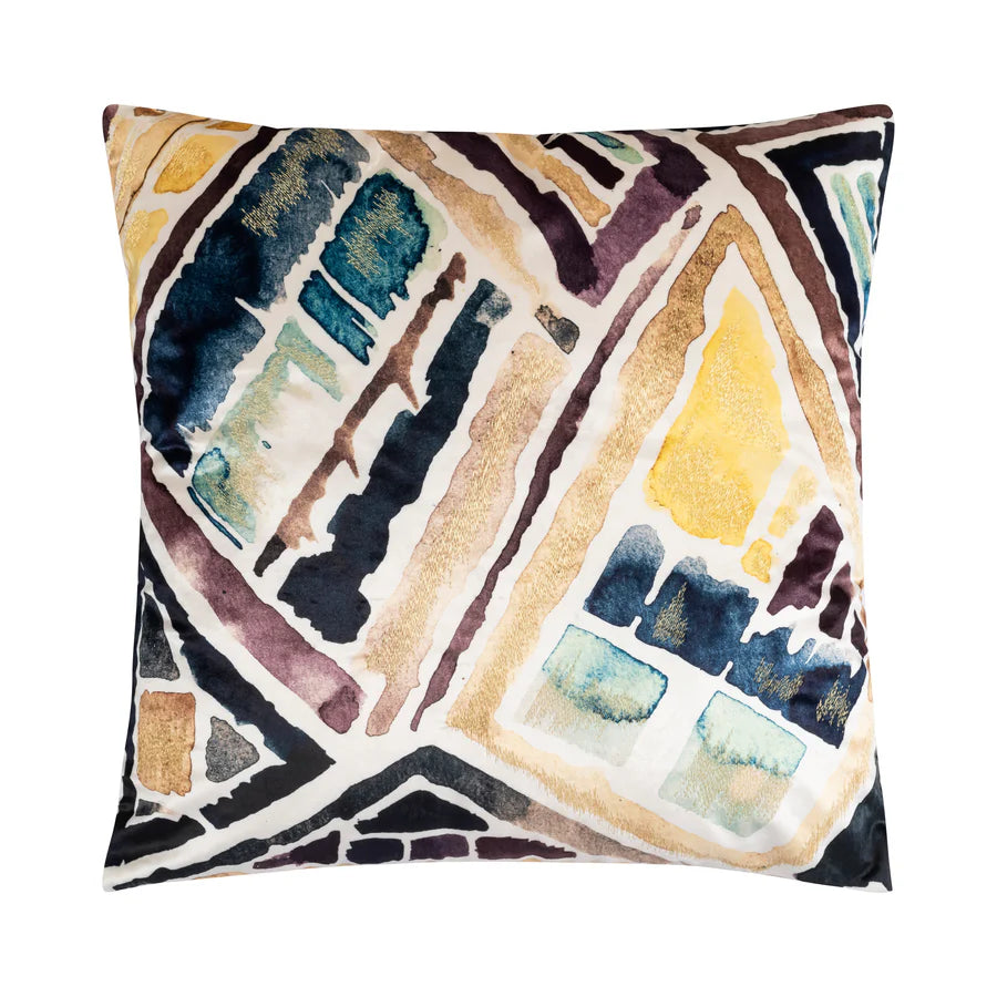 Sepia Abstracted Printed Velvet Pillow - 22 x 22
