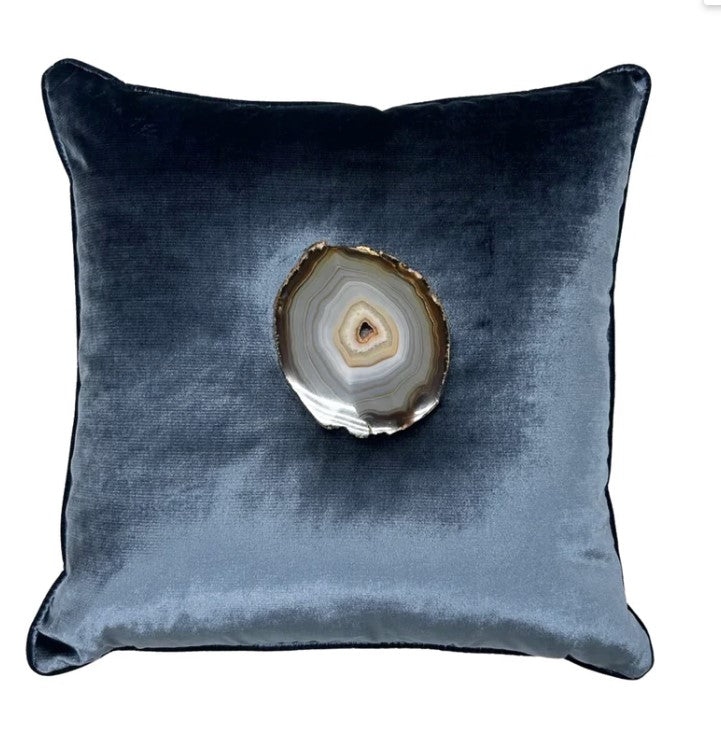 Agate Navy Velvet Pillow