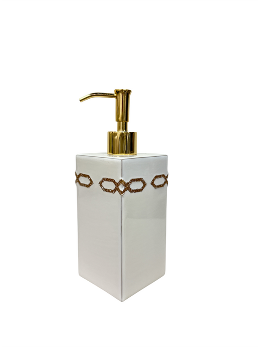 Soap / Lotion Pump - Pearl White with Gold Details