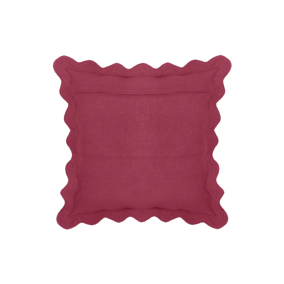 Scalloped Edge Magenta and Pink Cotton Velvet Throw Pillow