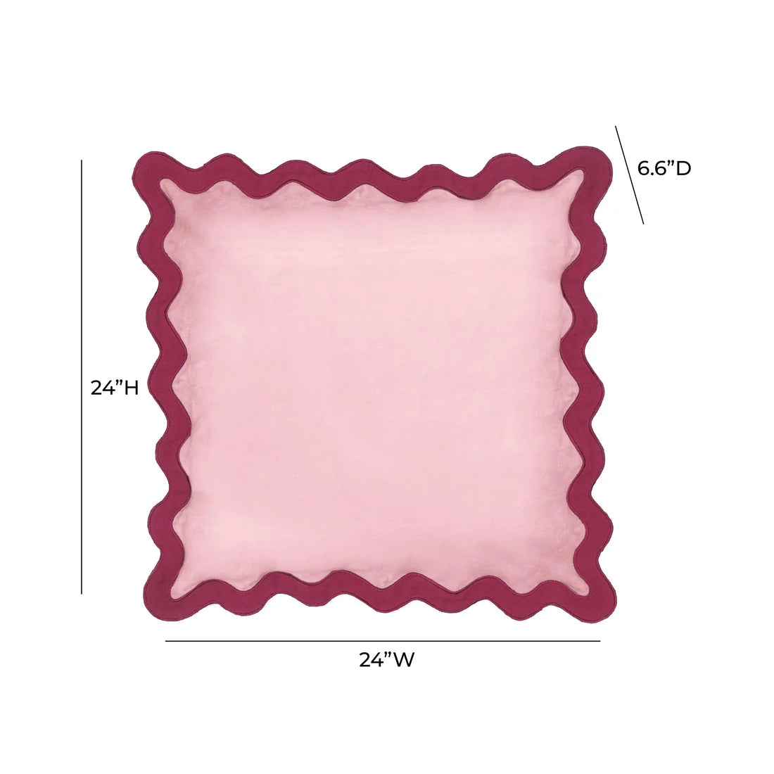 Scalloped Edge Magenta and Pink Cotton Velvet Throw Pillow