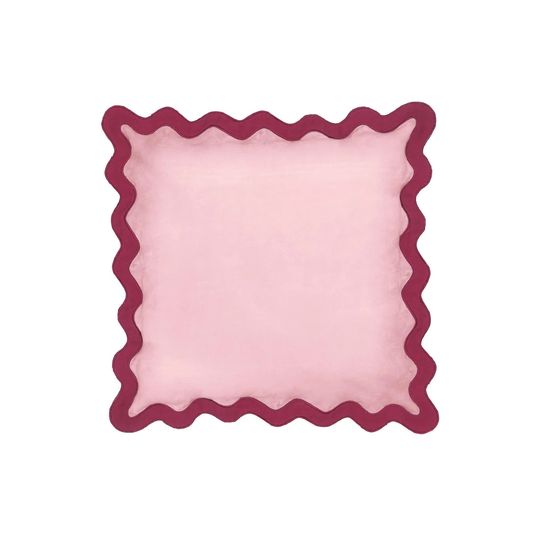 Scalloped Edge Magenta and Pink Cotton Velvet Throw Pillow