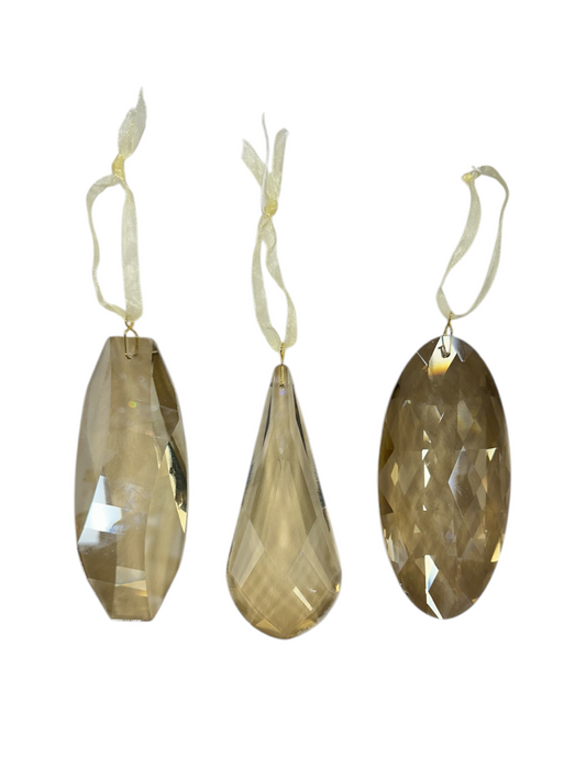 Faceted Elongated Crystal Ornaments, 3 Styles