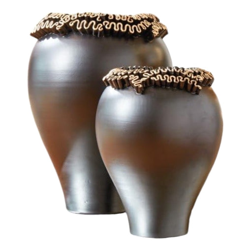 Black & Gold Squiggle Vases, 2 Sizes