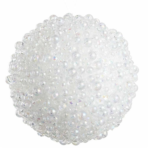 Clear Iridescent Bead Ball Ornament, 5.5"