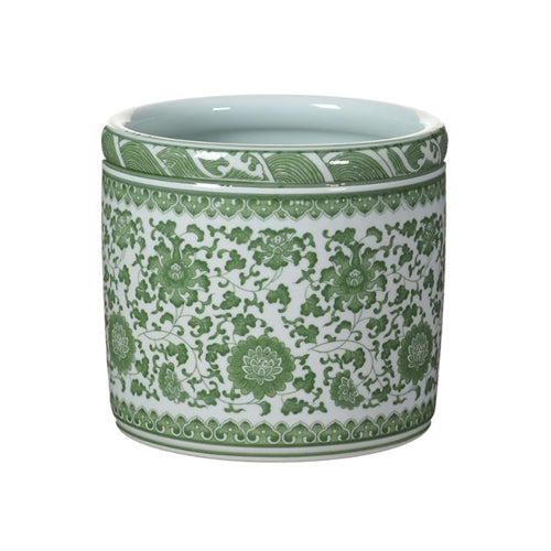 Green & White Ceramic Planter