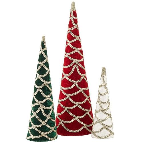 Diamond Velvet Cone Topiary, Set of 3