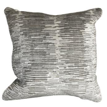 Silver Velvet Horizontal Stripe Pillow 20x20