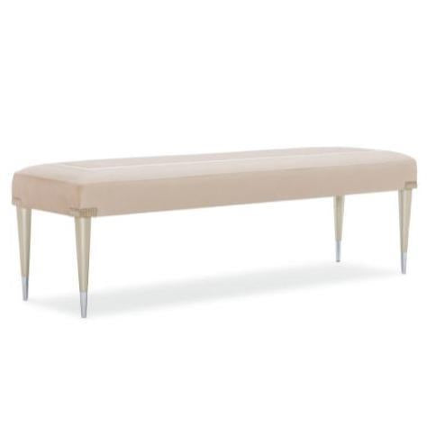 Cream Upholstered Bench with Tapered Legs