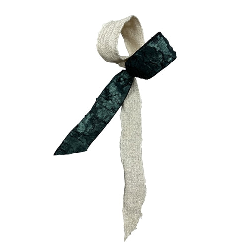 Green Fur / White Burlap Double Loop