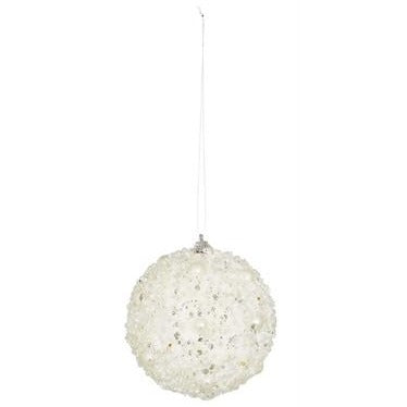 Ice & Pearl Ball Ornament - White/Pearl