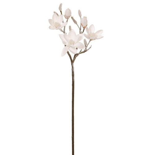 Magnolia - Snowed Artificial Flower Stem