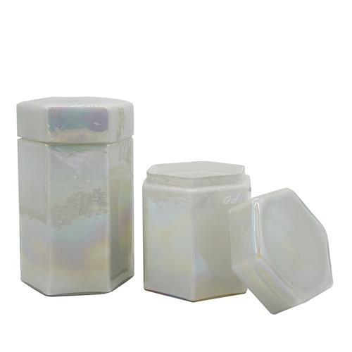 White Iridescent Canister, Small