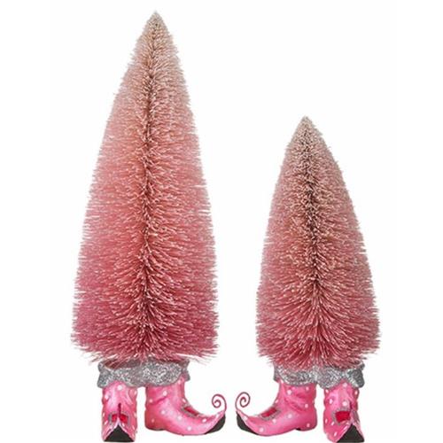 Pink Trees w/ Boots- Set of 2