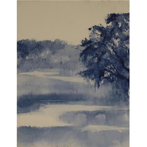 Original Blue Swamp On Wood One - 11" x 14"