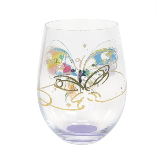 Stemless Wine Glass - Butterfly