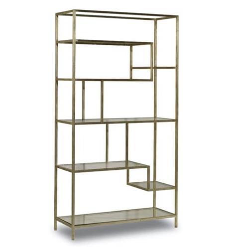 Iron and Silver Leaf Glass Etagere