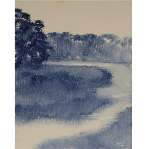 Original Blue Swamp On Wood Four - 11" x 14"