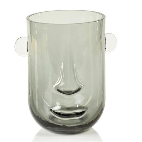 Smoke Grey Face Glass Vase