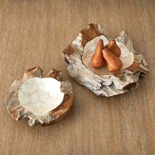 Capiz and Teak Bowl, 2 Sizes