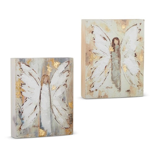 Textured Wood Block - Angel, 2 Styles