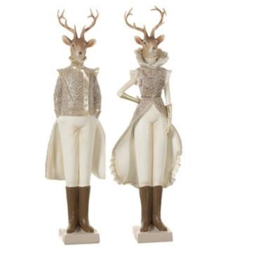 Glittered Mr. & Mrs. Reindeer 2/set - 17" Champagne & White