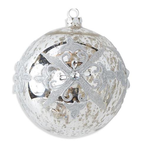 Silver Mercury Glass with Rhinestones Ornament