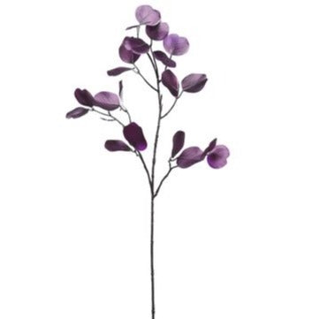 Metallic Eucalyptus Leaf Spray - 33" Purple