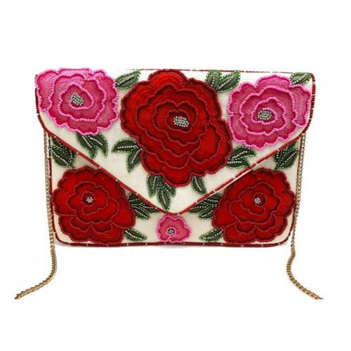 Pink and Red Rose Beaded Clutch