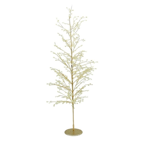 Gold Wire Tree With Ivory Crystals, 47.2" H