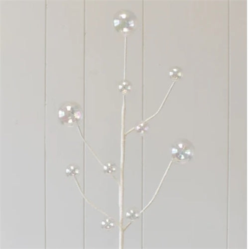 Glittered Spray with Iridescent Clear Bubble Orbs - 30" White