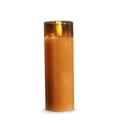 Amber Glass Battery Powered Candle - 2" x 6”