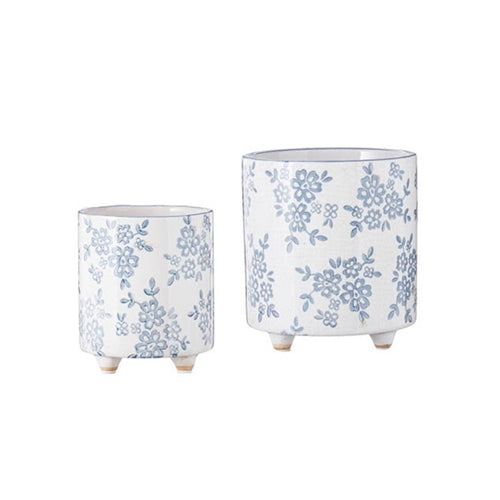 Blue Floral Planter, 2 Size Options