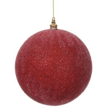 Beaded Plastic Ball Ornament - 8" Red