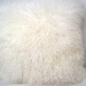 White Tibetan Lamb Pillow - 26" x 26"