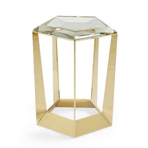 Crystal and Gold Prong Side Table