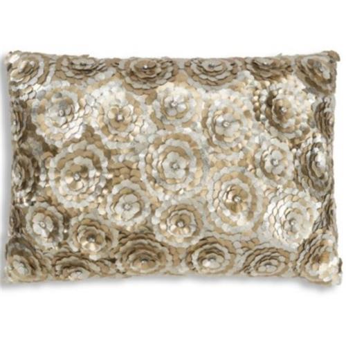 Gold and Silver Flower Sequin Pillow