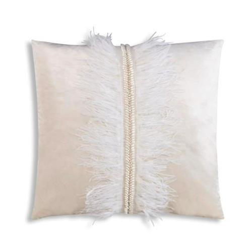 Ivory Pillow w/Beaded Feather Band