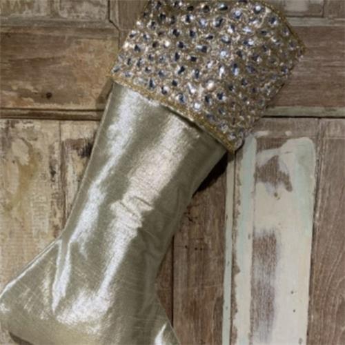 Gold Metallic Jeweled Stocking