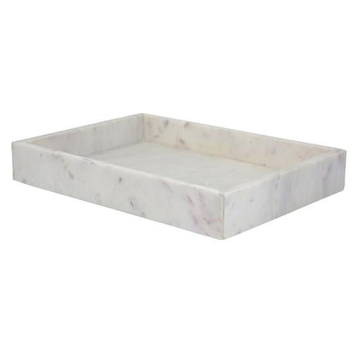 Rectangular White Marble Tray