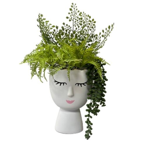 Face Vase - Smiling with Greenery