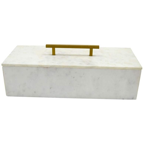 Marble Box with Brass Handle Lid