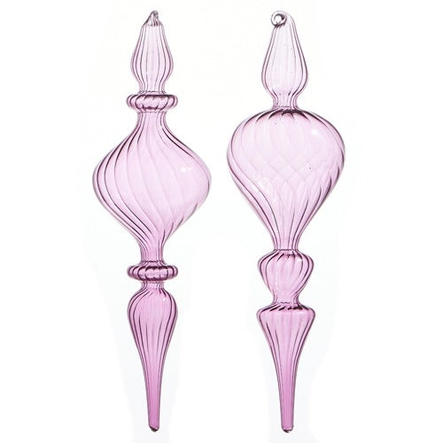 Amethyst Blown Glass Finial Ornament, 2 Styles